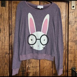 Wildfox Nerdy Bunny Baggy Beach Jumper in Purple Grape Size Small
